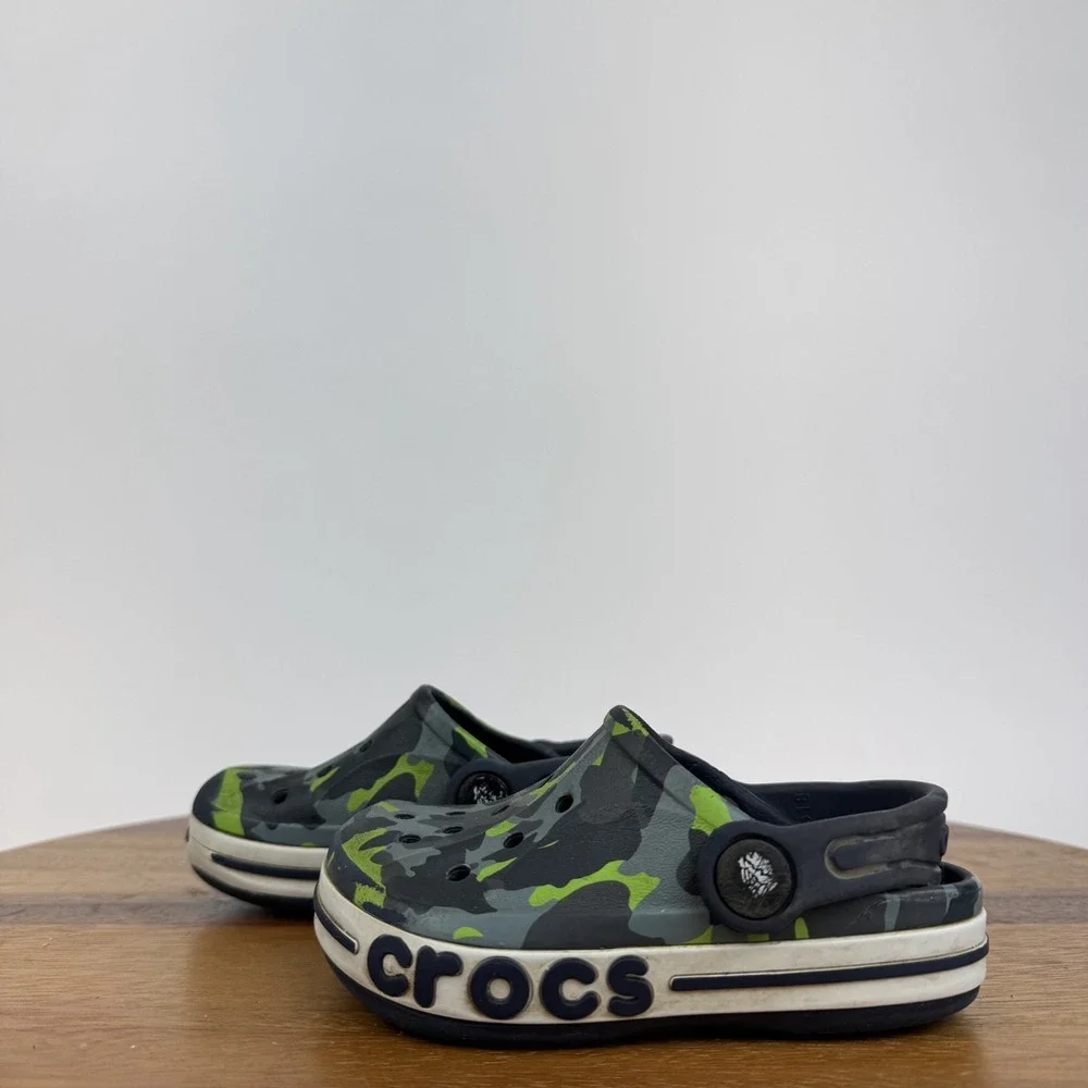 Little Kids Crocband Blue Camo Casual Comfort Classic Slip On Clogs Size 7 C GUC